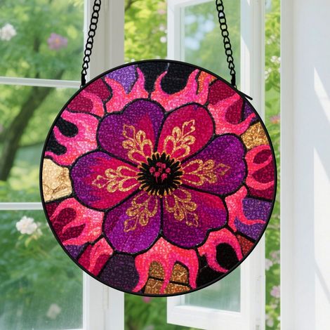 Suspension en vitrail, attrape-soleil artistique minimaliste élégant, décoration porte intérieure, cadeau Fête des Mères pour femme, maman, sœur 9cm (1/5)