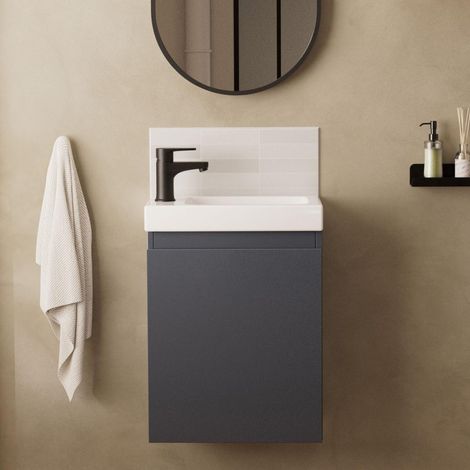 LISA schwarzer Waschbeckenschrank + Wasserhahn