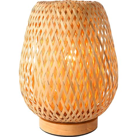 Lampe de table lanterne en bambou tressé, lampe de chevet de style japonais, lampe de table décorative simple, abat-jour en bambou tressé pour chambre, salon... (1/5)