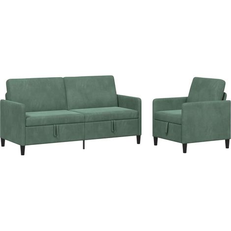 Sofa Set mit Stauraum 2 stk. Meergrün Polyester vidaXL