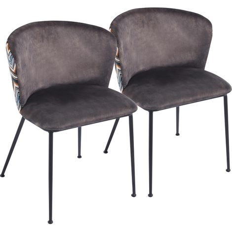 Set da 2 sedie in tessuto marrone con gambe in metallo nere - Charles (1/5)