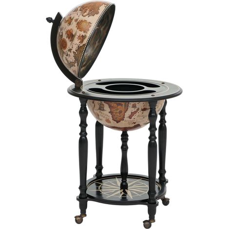 Mini bar portabottiglie mappamondo elegante decorativo HHG-837 legno di eucalipto