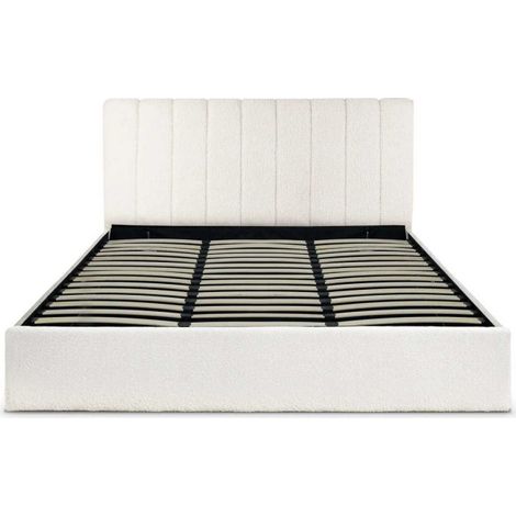 Paris Prix – Lit coffre 180x200cm – Tissu bouclette beige – Sommier relevable – Design moderne – À monter soi-même (1/3)