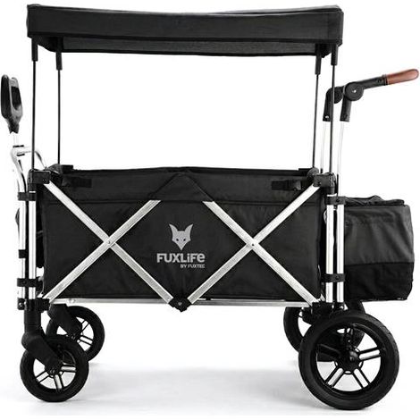 FUXLIFE by FUXTEC carro de mano FX-CTL900 Premium plegable - carro de transporte infantil con toldo - arnés de 5 puntos - carro de mano plegable con bolsa nevera