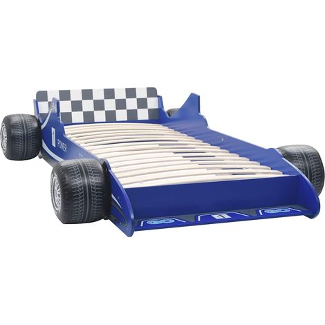 Lit simple,Lit voiture de course pour enfants 90 x 200 cm Bleu CWV21072 (1/5)