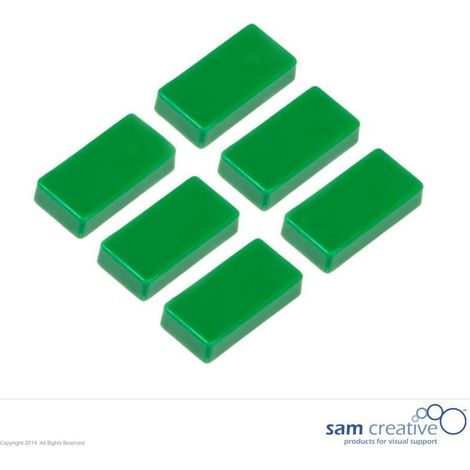 Jeu d'aimants rectangulaires 12x24mm verts (6 pièces)