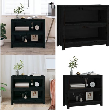 Bibliothèque Noir 80x35x68 cm Bois de pin massif - Bibliothèque - Meuble Rangement - Étagère - Armoire À Livres - Bibliothèque Design - Home & Living (1/5)