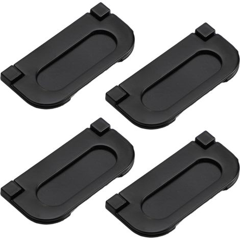 Lot de 4 poignées de tiroir escamotables, finition nickel brossé, fixation invisible avec vis, pour armoires cuisine et placards (1/5)