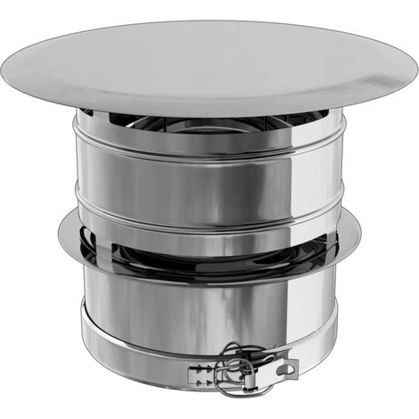 TEN – Chapeau anti-vent inox pour poêles à pellets – Ø80/130 mm – Bride incluse pour installation facile – Protection contre les intempéries