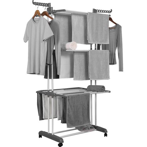 Séchoir multifonctions 20m d'étendage gris Herzberg HG8034-GRY (1/5)