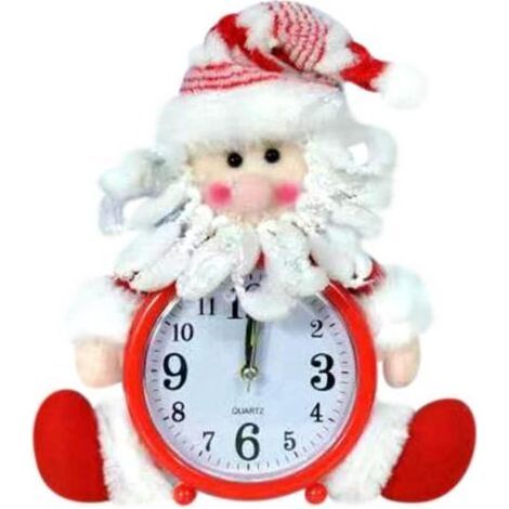 Petit réveil de Noël à piles Père Noël bonhomme de neige décoratif horloge de bureau pour étagère chambre cuisine comptoir cadeau pour vacances bas de Noël (1/5)