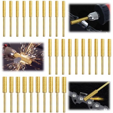 30 Piezas Gabarit Affutage Chaine de Tronconneuse, Diamant Affuteur Affuteuse de Chaine Tronçonneuse, Lime pour Chaine de Tronconneuse, 3 Tailles Différentes pour Tronçonneuse Affûter et Poncer (1/4)