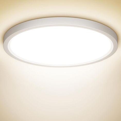 Plafonnier LED 18W Étanche IP44, Luminaire Blanc Froid 4000K 1800LM, Lampe Ronde 22cm Pour Chambre, Salle De Bain, Salon, Cuisine, Bureau (1/5)