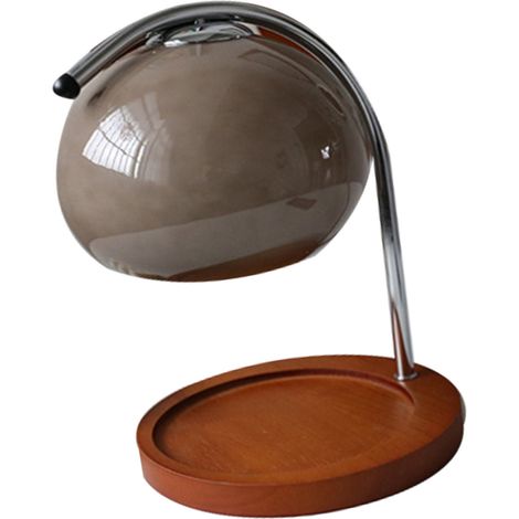 Lampe à cire parfumée rétro avec plateau de rangement en bois, chauffe-bougie en verre, lampe de chevet d'ambiance, 220 V (UE) (1/5)