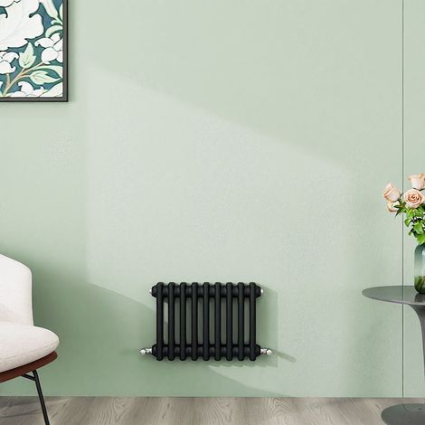 AICA 300x425mm 2 Column Horizontal Black Radiator Central Heating Cast Iron Style (1/5)