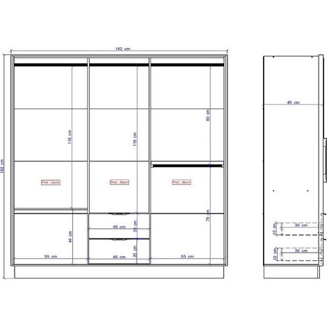 Armoire 6 portes et 2 tiroirs - L162 cm - Blanc - FEOVA — vue 4