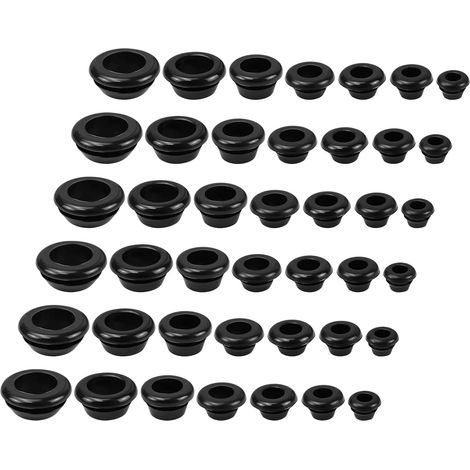 Unomor Lot de 70 passe câbles en caoutchouc noir assortis 7 (1/5)