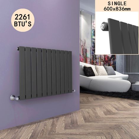 ELEGANT Anthracite Rectangular Designer Radiator Wall mounted/Floor Standing Radiator 600x836mm Heater Single Flat Panel (1/5)