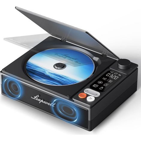 Lecteur CD Portable, avec Haut-Parleur Baladeur CD Portable Bureau Rechargeable Poste CD Vintage Lecteur CD avec écran LCD FM USB AUX Optique Noir (1/5)