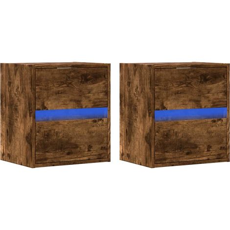 Mobile TV a parete scaffale multimediale credenza TV sala da pranzo soggiorno camera da letto e luci a LED 2 pezzi rovere affumicato 41 x 31 x 45 cm marrone 020029122