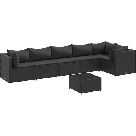 Maison Exclusive - 7-tlg. Garten-Lounge-Set mit Kissen Schwarz Po