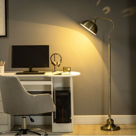 Lampadaire arc rétro 42x25,5x152 cm en métal bronze, abat-jour orientable pour salon – MEUBLIV (1/5)