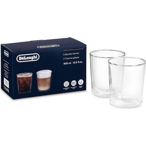 Lot de verres thermiques en verre à double paroi résistant en borosilicate, confortable à tenir, sans condensation, lavable au lave-vaisselle, capacité 400 ml (1/3)