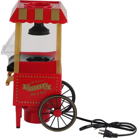 Machine à pop-corn automatique rouge rétro, idéale pour la maison, les fêtes et les cadeaux d'anniversaire. Prise UE 220 V.