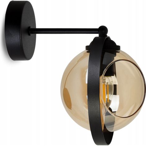 LÁMPARA DE PARED MODERNA CON ANILLO DE CRISTAL COLOR MIEL