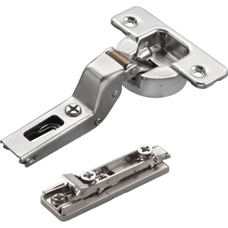 2 x Salice Topfband Serie 700 mit Dämpfer im Topf 110° Bohrbild T52 Innenanschlag inkl. Linear-Montageplatte Höhe 3 mm mit vormontierten Euroschrauben, Exzenterverstellung Topfscharnier von SOTECH (1/5)