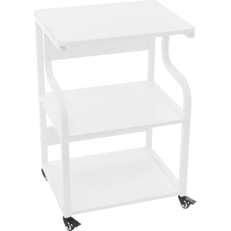 Table d'imprimante blanche à 3 niveaux avec roues, chariot d'impression mobile pour bureau, bureau à domicile, bureaux d'entreprise, salles d'étude, salles d'impression 50 x 40 x 74,5 cm (1/5)