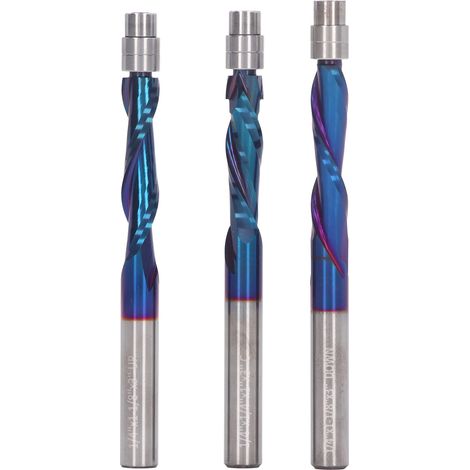 Lot de 3 fraises à surfacer carbure monobloc queue 1/4 pouce pour défonceuse, coupe ascendante et descendante, affleurage bois (1/5)