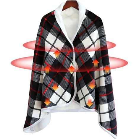 (59 x 31.5 inches) USB Checkered Electric Heated Shawl Blanket, Heated Blanket with Port (1/5)