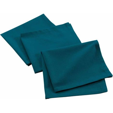 Lot de 3 Serviettes de Table "Mistral" 40x40cm Bleu Canard (1/2)
