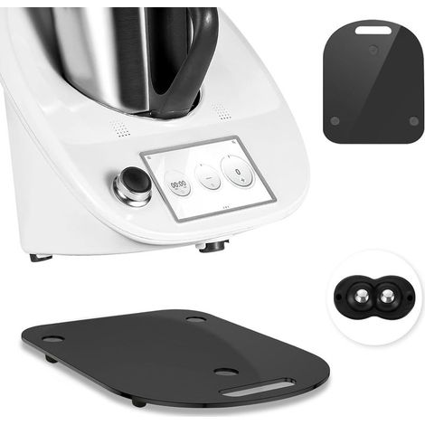 Plateau coulissant, compatible avec les Thermomix TM6 et TM66, facile à déplacer sans abîmer la balance, support stable grâce à son système d'amortissement des vibrations, avec poignée, noir (1/5)