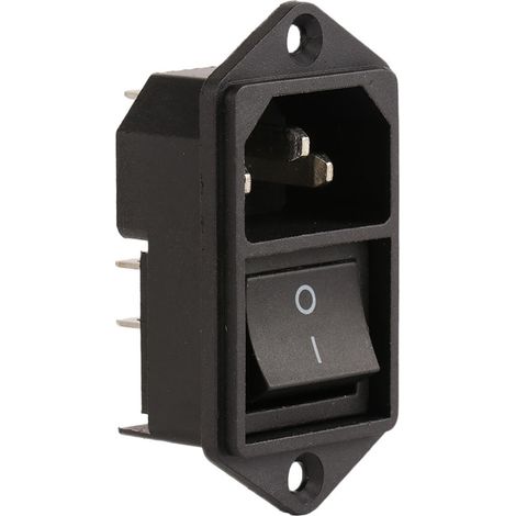 Prise électrique IEC 320 C14 courant alternatif avec interrupteur à bascule 250V 10A, ABS noir, pour maison, bureau, industrie, 1 pièce (1/5)