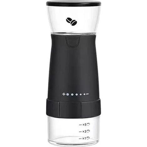 (Noir) Mini moulin à café électrique portable rechargeable par USB avec broyeur en céramique réglable (1/5)