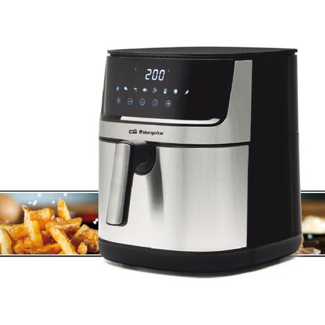 Freidora sin Aceite de 8 Litros INOX Orbegozo con Pantalla LED, 29 x 34,5 x 38cm. Temperatura ajustable de 80 a 200ºC