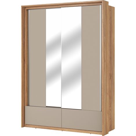 Kleiderschrank 159 cm mit Türdämpfung in Eiche mit beige ISPARTA-83 (1/5)