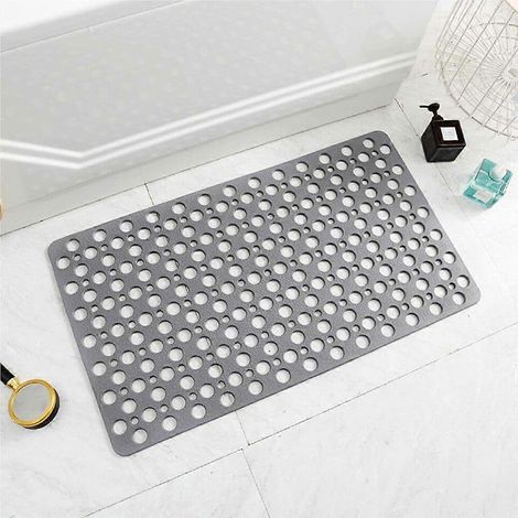 Tapis de bain antidérapant et anti-moisissure en TPE pour douche, baignoire et bain d'intérieur (gris, 43 x 75 cm) (1/5)