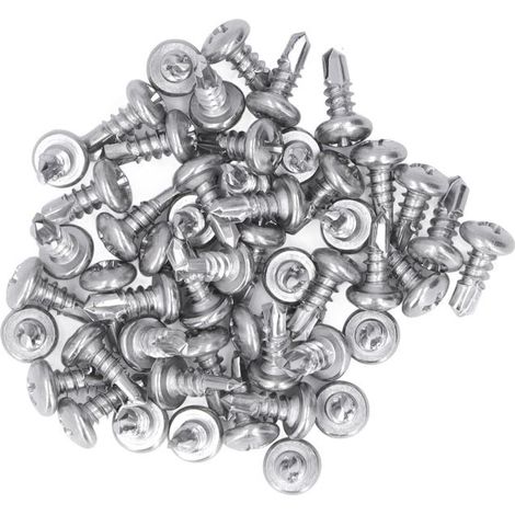 200 pièces vis autoperceuse, vis de fixation autoperceuse à tête ronde en acier inoxydable M4.8x13 Kit d'accessoires de fixation (1/4)