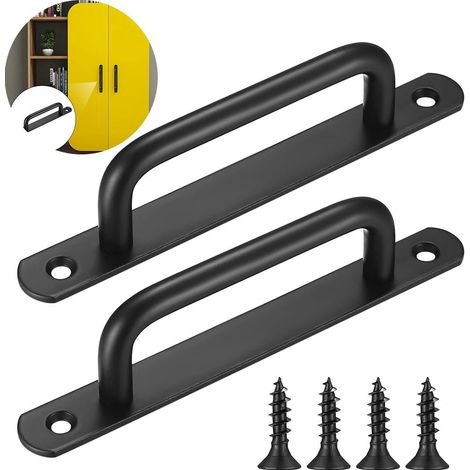 2 Poignees Porte Grange Noires 180mm Coulissantes Armoire (1/5)