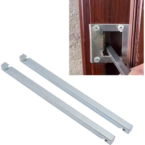 Cerradura de seguridad con llave y 2 llaves de ajuste y alineación, fabricada en acero al carbono para eliminar huecos e irregularidades entre la puerta y el portón. (1/5)