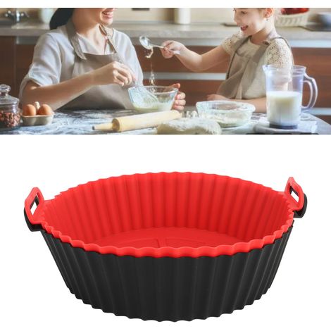Set mit 2 antihaftbeschichteten, matten Silikon-Fritteusentöpfen, 22 cm, Rot/Schwarz (1/5)
