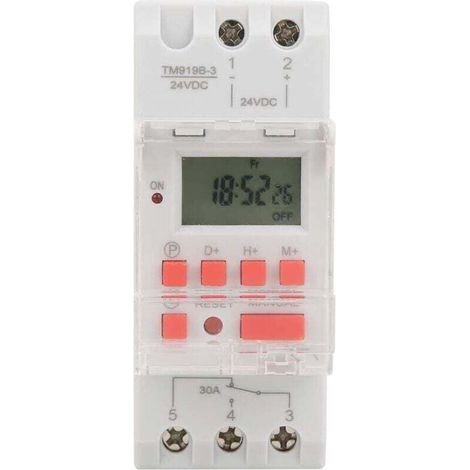 Interruttore timer settimanale 12/24 ore DC 24V 30A con display LCD, accensione/spegnimento e relè programmabile, Timer-Crezuo