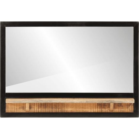 Miroir avec étagère 80x8x55 cm verre et bois massif manguier (1/5)