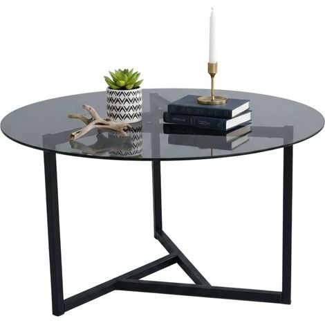 Dmora - Wohnzimmertisch Dmaccopp, Niedriger Wohnzimmertisch, Kaffeeregal, Couchtisch für Sofa, 75x75h42 cm, Taupe und Schwarz