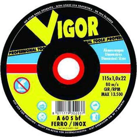 Mole Abrasive Vigor Ferro C/Depresso 115X6,4X22 Conf. 25 pz