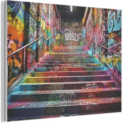 Acoustic Felt Wall Art Stairs - Graffiti - Colors - Art 80x60 cm (1/5)