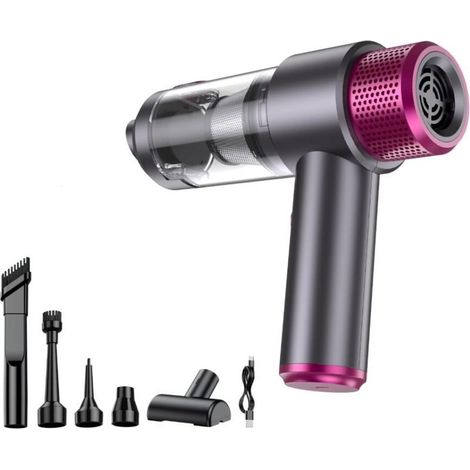 Nettoyeur de voiture portable 15 000 Pa avec décharge de poussière à un bouton (Blow/Suction) Mini/portable/rechargeable USB pour poils d'animaux, voiture, maison, bureau, voiture, maison, bureau (1/5)